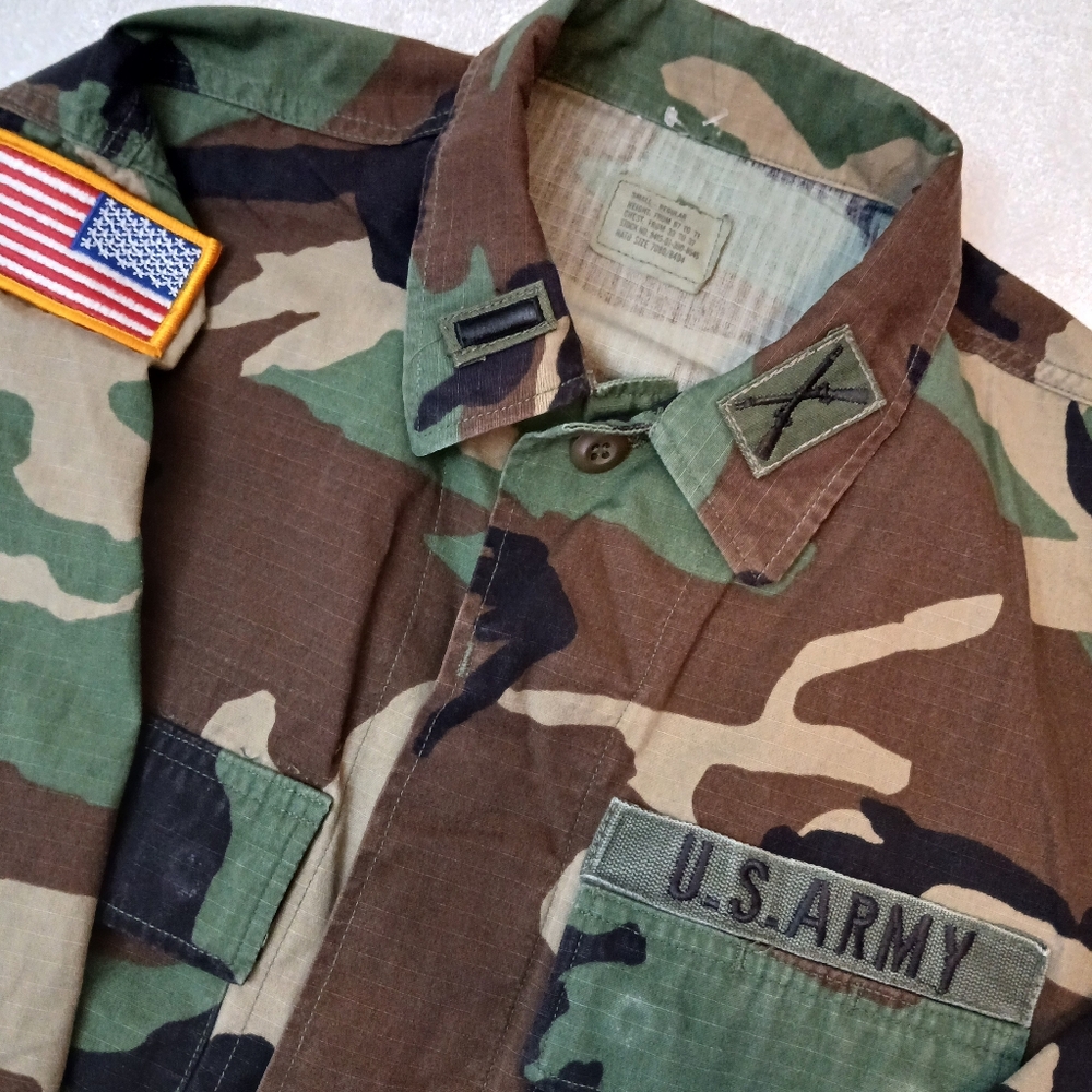 Vintage Military Jacket‎ Small Woodland Camo US Army USA Made Camo